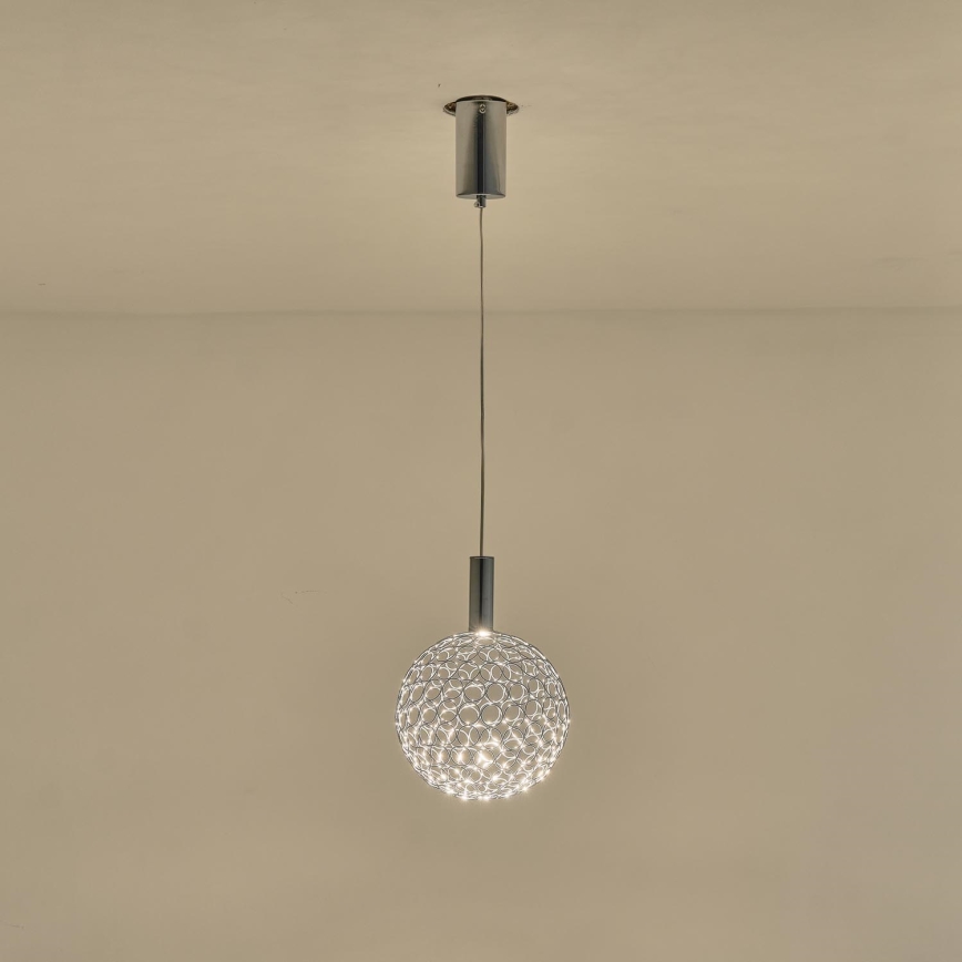 LED-kattokruunu johdossa LED/6,3W/230V 3000K kiiltävä kromi halkaisija 25 cm