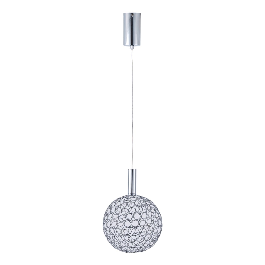 LED-kattokruunu johdossa LED/6,3W/230V 3000K kiiltävä kromi halkaisija 25 cm