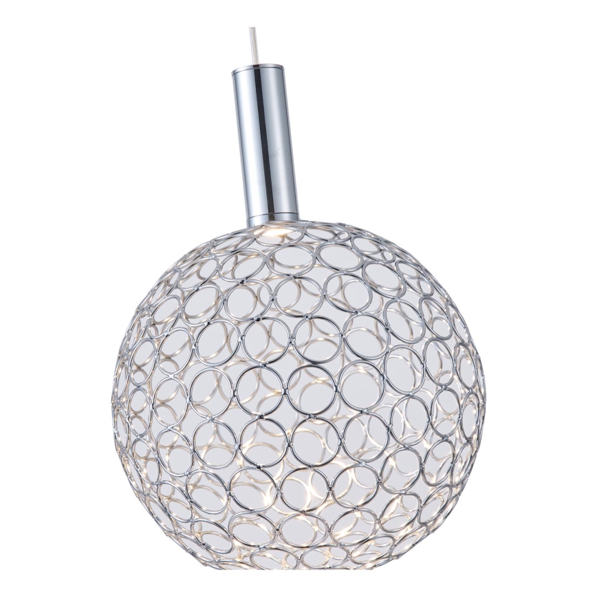 LED-kattokruunu johdossa LED/6,3W/230V 3000K kiiltävä kromi halkaisija 25 cm