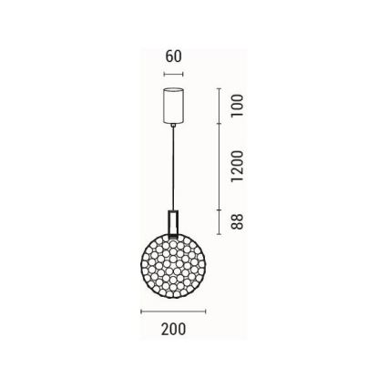 LED-kattokruunu johdossa LED/6,3W/230V 3000K kiiltävä kromi halkaisija 25 cm