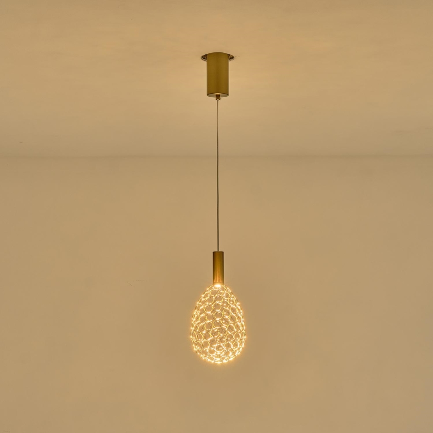 LED-kattokruunu johdossa LED/6,3W/230V 3000K kulta halkaisija 14 cm