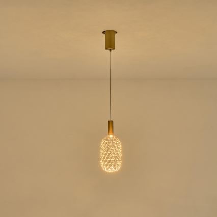 LED-kattokruunu johdossa LED/6,3W/230V 3000K kulta halkaisija 20 cm