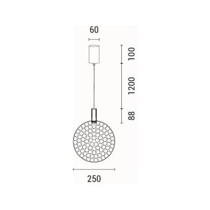 LED-kattokruunu johdossa LED/6,3W/230V 3000K kulta halkaisija 25 cm