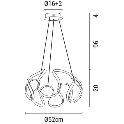 LED-kattokruunu johdossa LED/60W/230V 3000K musta