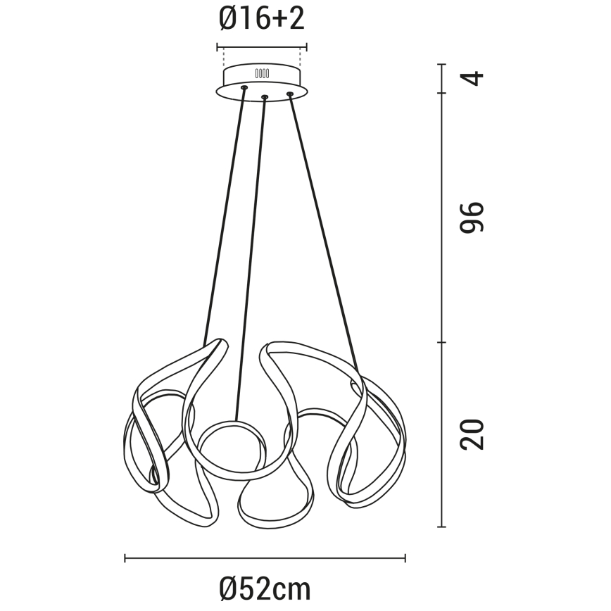 LED-kattokruunu johdossa LED/60W/230V 3000K musta