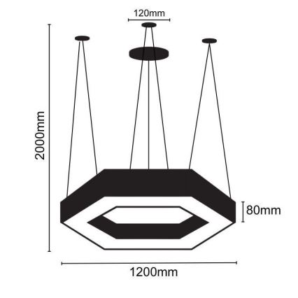 LED-kattokruunu johdossa LED/60W/230V 4000K halkaisija 120 cm