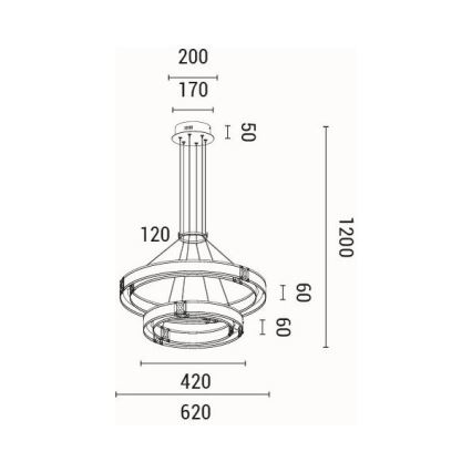 LED-kattokruunu johdossa LED/62W/230V 3000K 62x120 cm