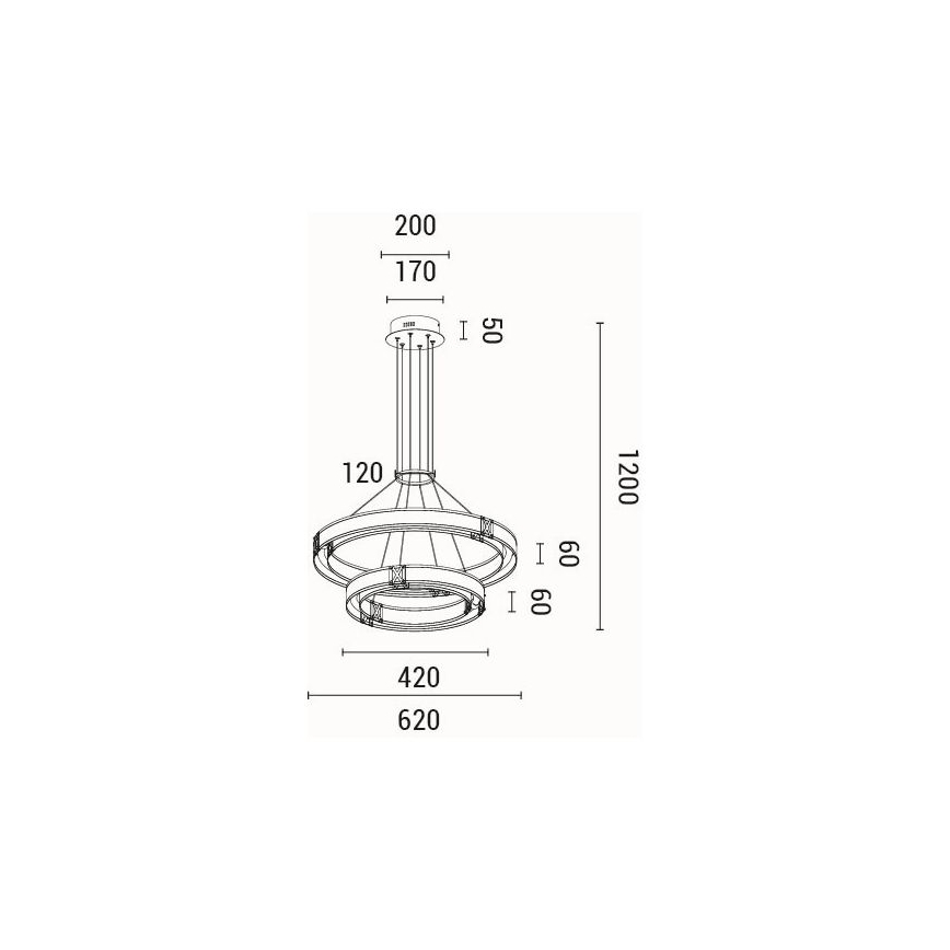 LED-kattokruunu johdossa LED/62W/230V 3000K 62x120 cm