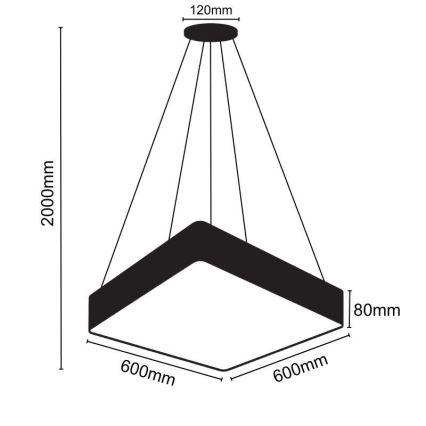 LED-kattokruunu johdossa LED/65W/230V 4000K 60x60 cm