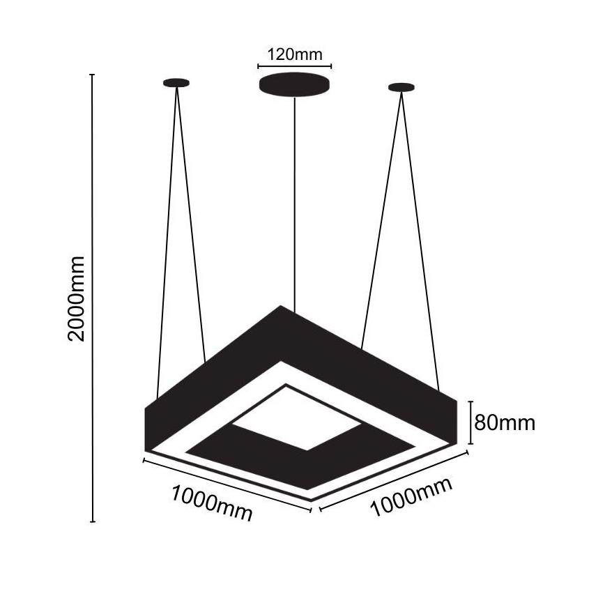LED-kattokruunu johdossa LED/70W/230V 4000K 100x100 cm musta