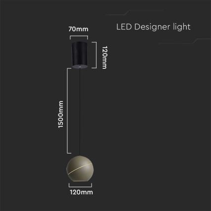 LED-kattokruunu johdossa LED/8,5W/230V 3000K kulta