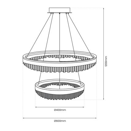 LED-kattokruunu johdossa LED/85W/230V halkaisija 60 cm kulta