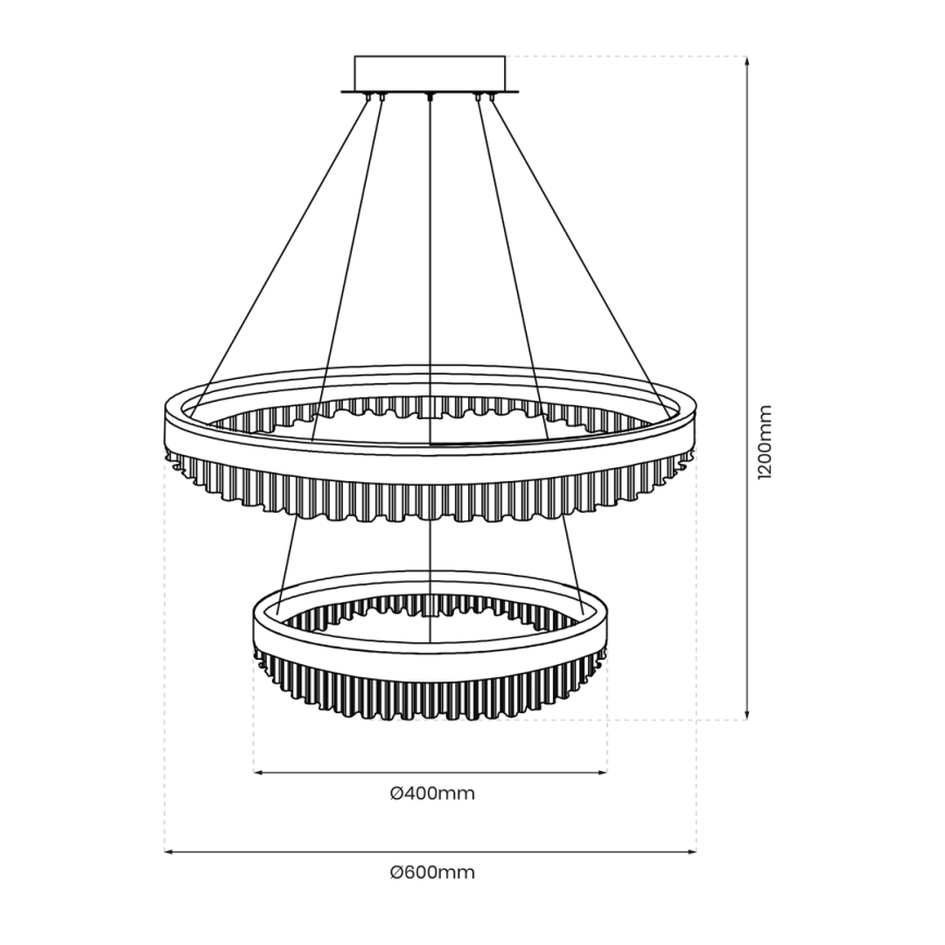 LED-kattokruunu johdossa LED/85W/230V halkaisija 60 cm kulta