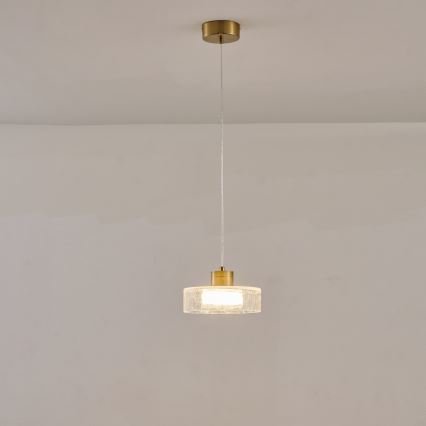 LED-kattokruunu johdossa LED/8W/230V 3000K kulta/läpinäkyvä pr. 20 cm