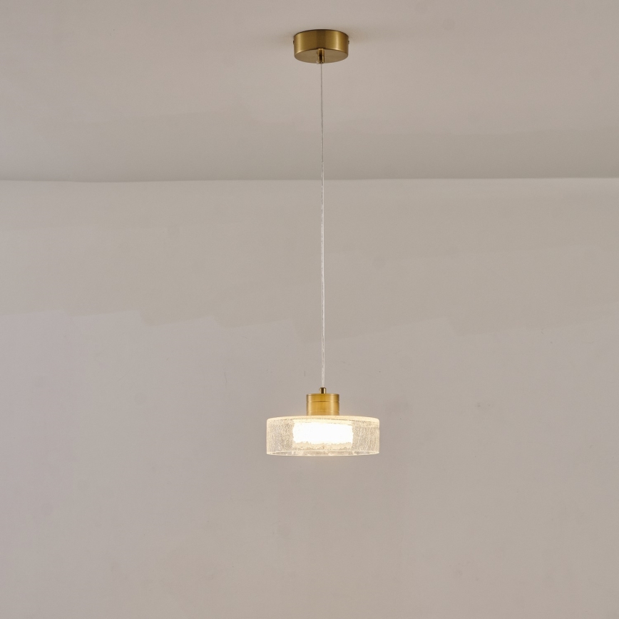 LED-kattokruunu johdossa LED/8W/230V 3000K kulta/läpinäkyvä pr. 20 cm