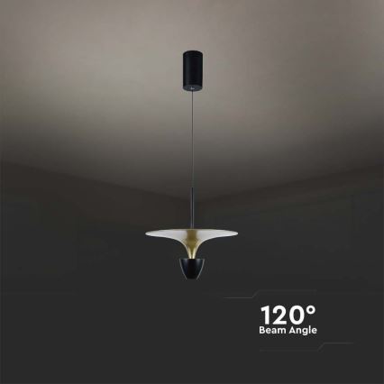 LED-kattokruunu johdossa LED/9W/230V 4000K musta/kulta