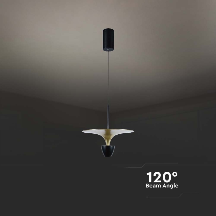 LED-kattokruunu johdossa LED/9W/230V 4000K musta/kulta