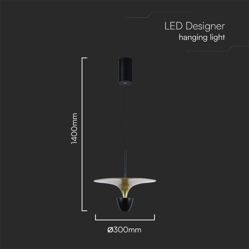 LED-kattokruunu johdossa LED/9W/230V 4000K musta/kulta