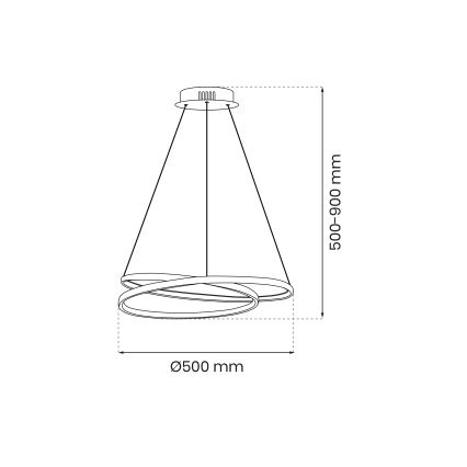 LED-kattokruunu johdossa LUCERO LED/48W/230V kiiltävä kromi