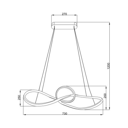 LED-kattokruunu johdossa MARCO LED/42W/230V musta