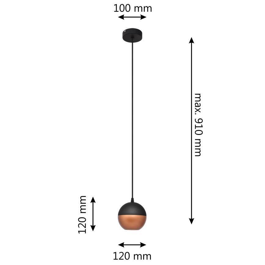 LED-kattokruunu johdossa MIDWAY 1xGU10/4,8W/230V musta/kupari