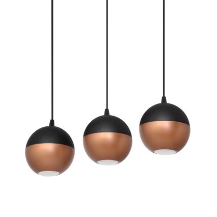 LED-kattokruunu johdossa MIDWAY 3xGU10/4,8W/230V musta/kupari