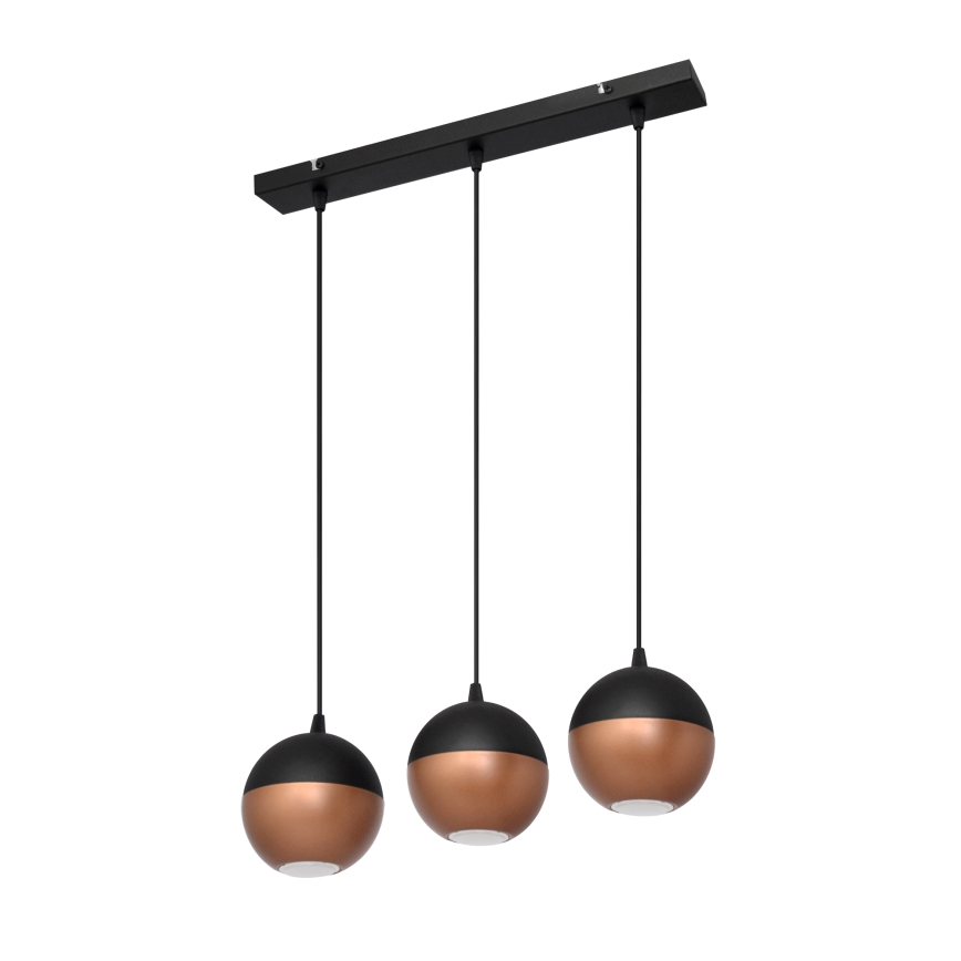 LED-kattokruunu johdossa MIDWAY 3xGU10/4,8W/230V musta/kupari