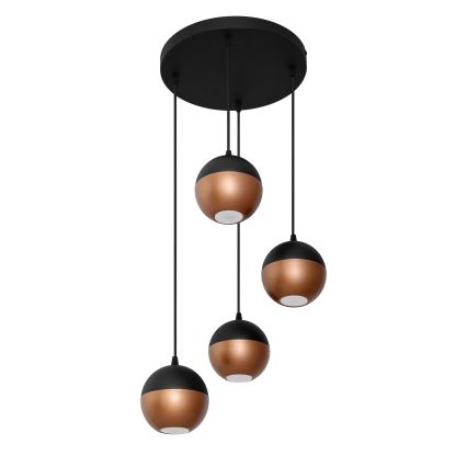 LED-kattokruunu johdossa MIDWAY 4xGU10/4,8W/230V musta/kupari