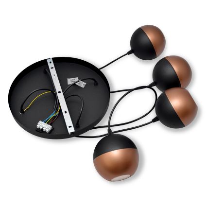LED-kattokruunu johdossa MIDWAY 4xGU10/4,8W/230V musta/kupari