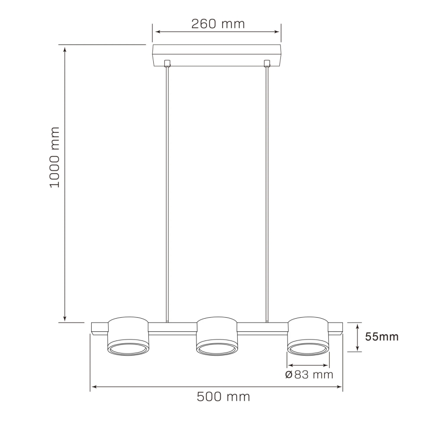 LED-kattokruunu johdossa MIRELLA 3xGX53/6W/230V musta