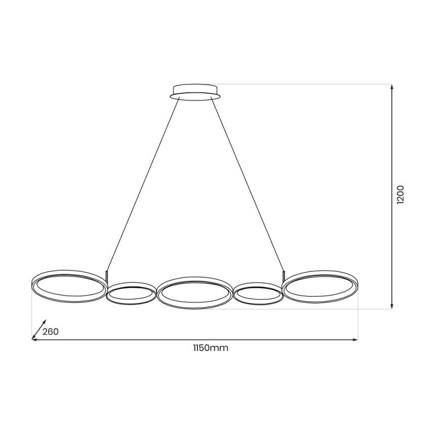 LED-kattokruunu johdossa OLYMPIA 5xLED/10W/230V harmaa