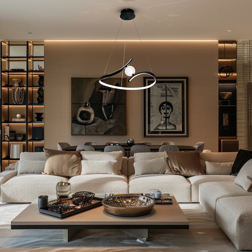 LED-kattokruunu johdossa PERLA LED/34W/230V musta