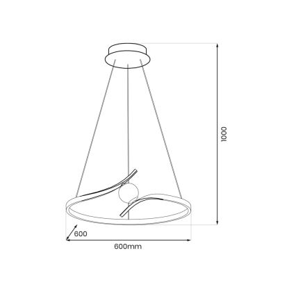 LED-kattokruunu johdossa PERLA LED/34W/230V musta