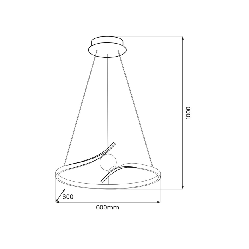LED-kattokruunu johdossa PERLA LED/34W/230V musta