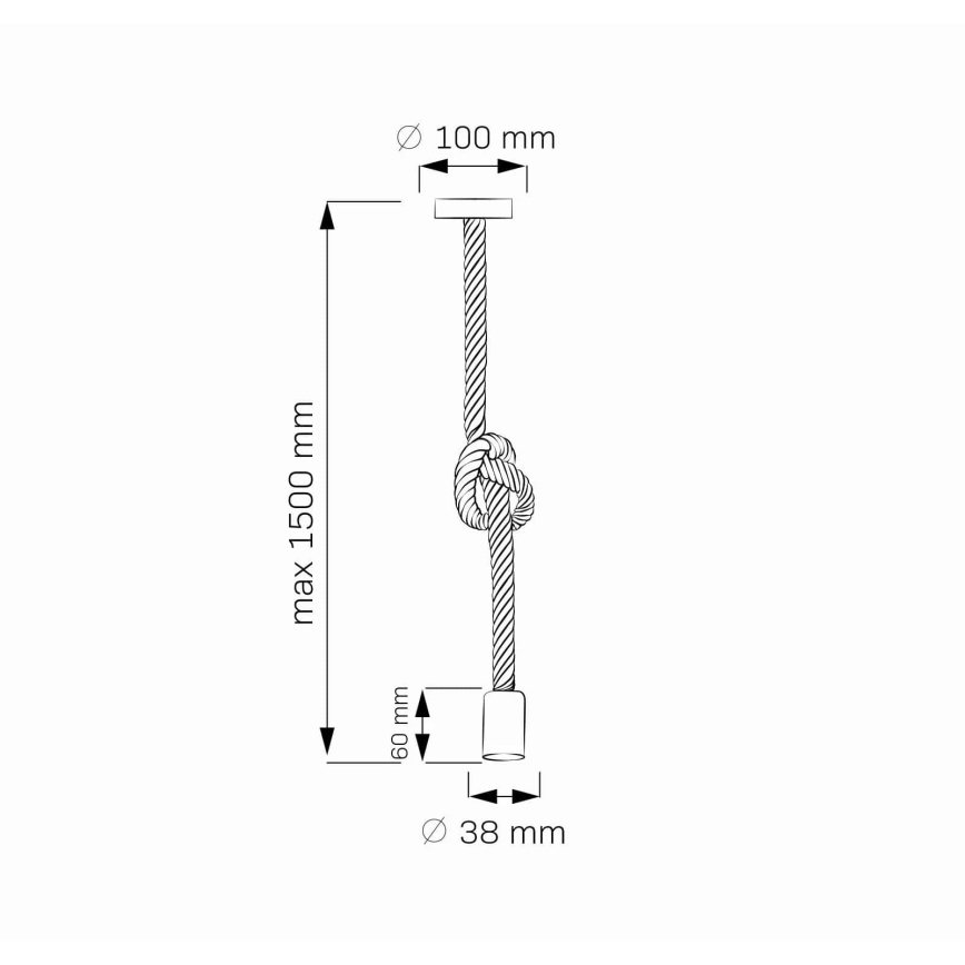 LED-kattokruunu johdossa ROPE 1xE27/8W/230V