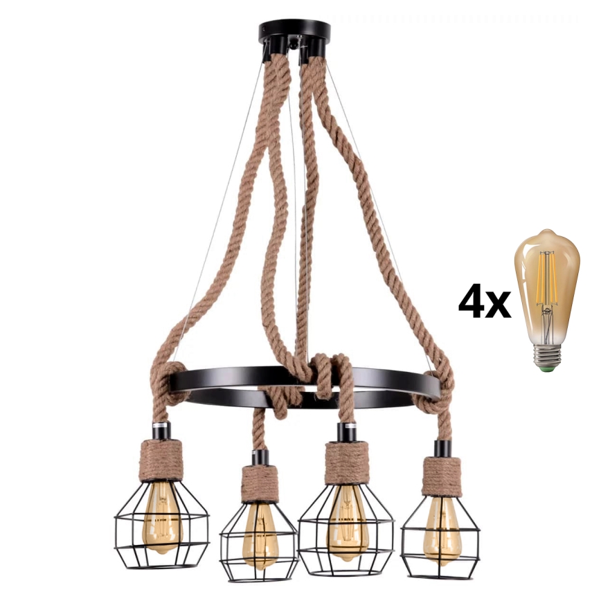 LED-kattokruunu johdossa ROPE ALEGRA 4xE27/10W/230V