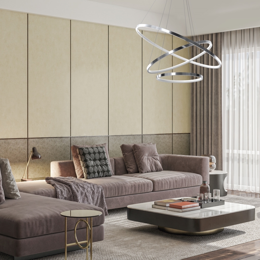 LED-kattokruunu johdossa ROTONDA LED/93W/230V kiiltävä kromi