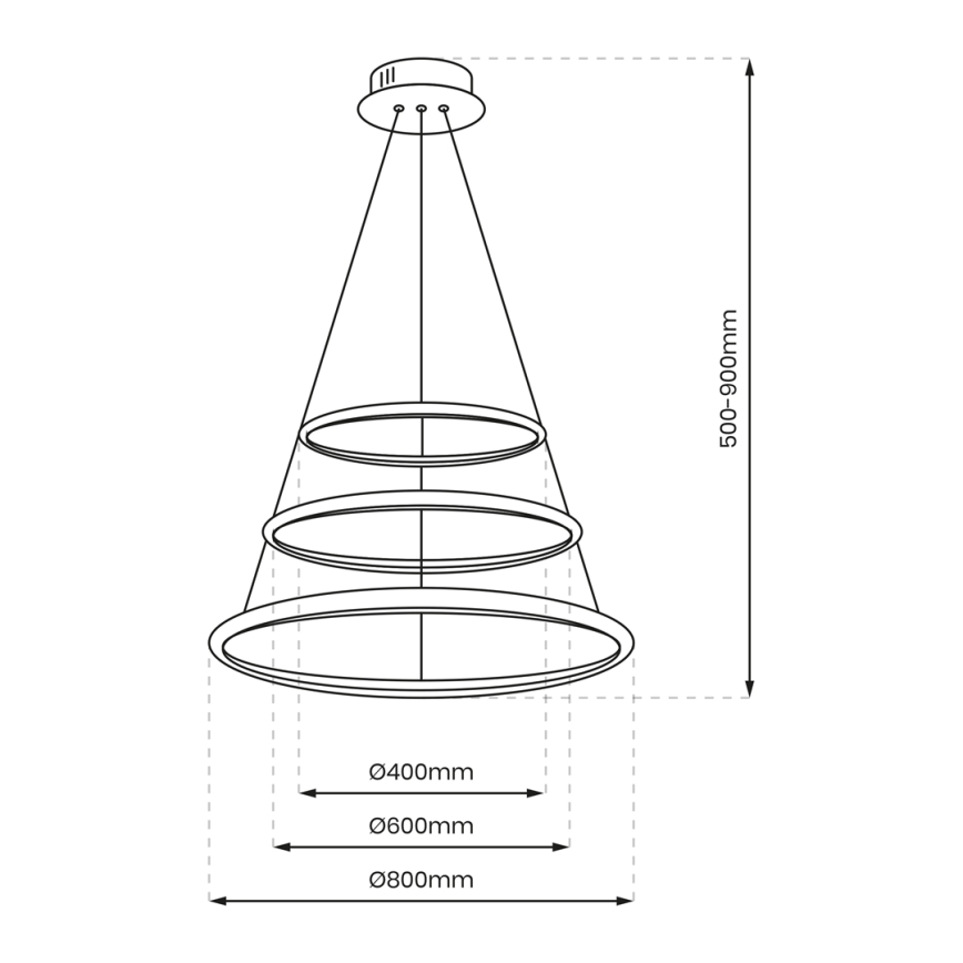LED-kattokruunu johdossa ROTONDA LED/93W/230V kiiltävä kromi