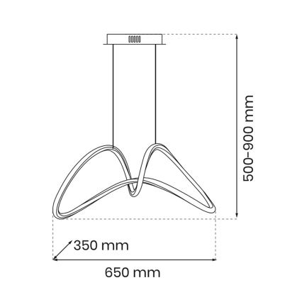 LED-kattokruunu johdossa TESORO LED/48W/230V musta