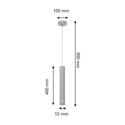 LED-kattokruunu johdossa TUBA 1xGU10/4,8W/230V harmaa/kiiltävä kromi