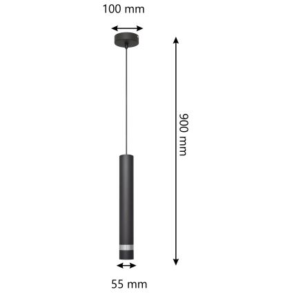 LED-kattokruunu johdossa TUBA 1xGU10/4,8W/230V musta/kiiltävä kromi