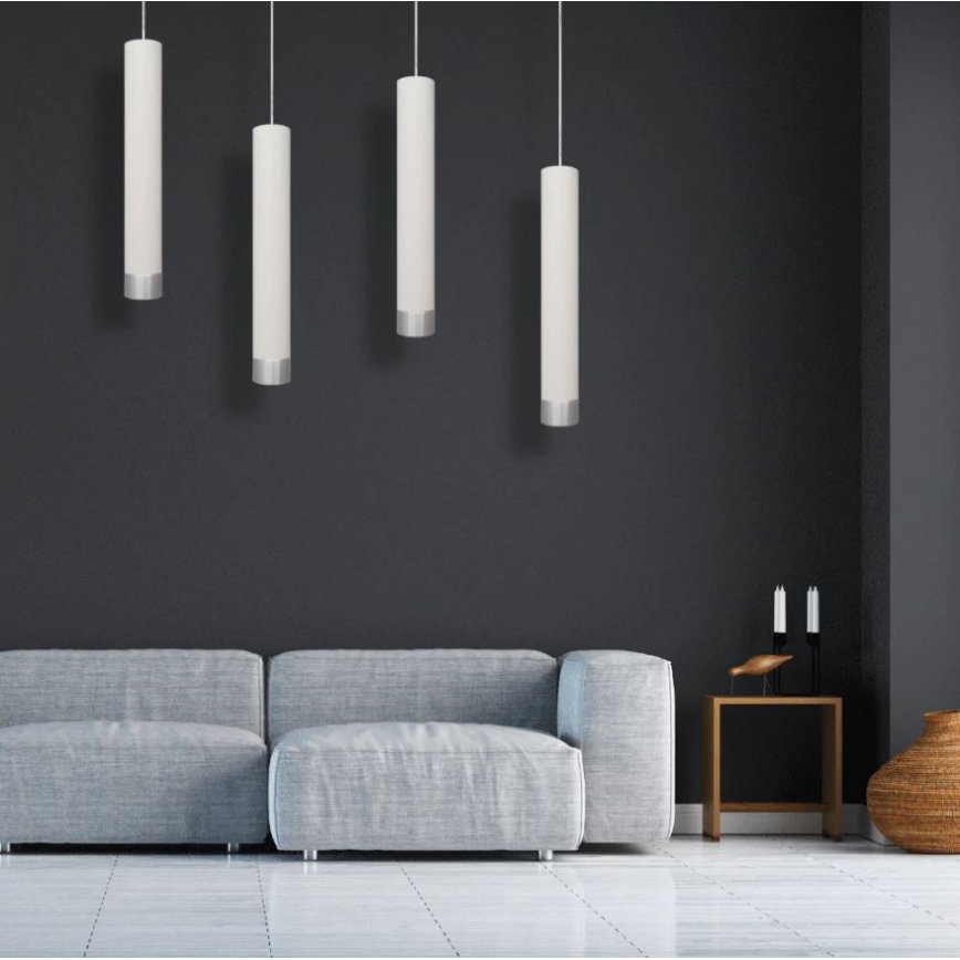 LED-kattokruunu johdossa TUBA 1xGU10/4,8W/230V valkoinen/mattakromi