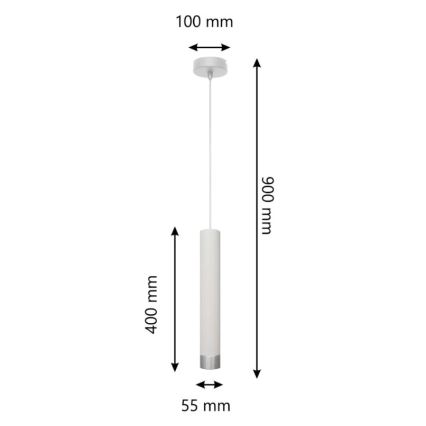 LED-kattokruunu johdossa TUBA 1xGU10/4,8W/230V valkoinen/mattakromi