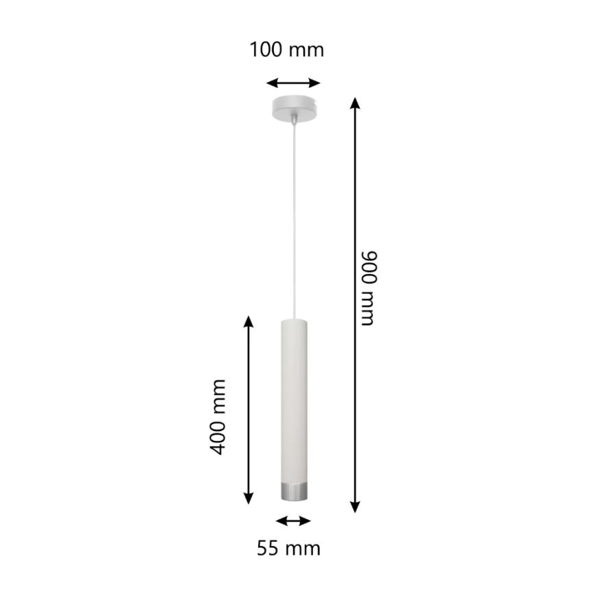 LED-kattokruunu johdossa TUBA 1xGU10/4,8W/230V valkoinen/mattakromi