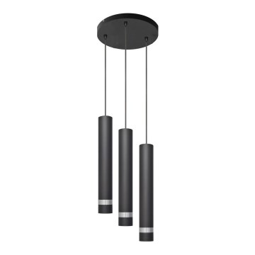 LED-kattokruunu johdossa TUBA 3xGU10/4,8W/230V musta/kiiltävä kromi