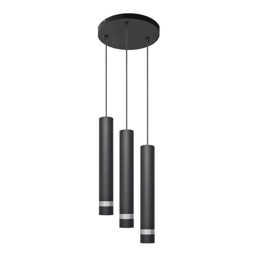 LED-kattokruunu johdossa TUBA 3xGU10/4,8W/230V musta/kiiltävä kromi