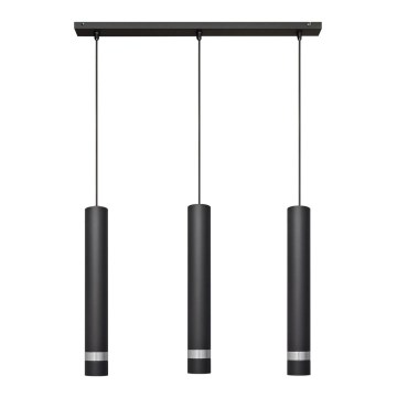 LED-kattokruunu johdossa TUBA 3xGU10/4,8W/230V musta/kiiltävä kromi