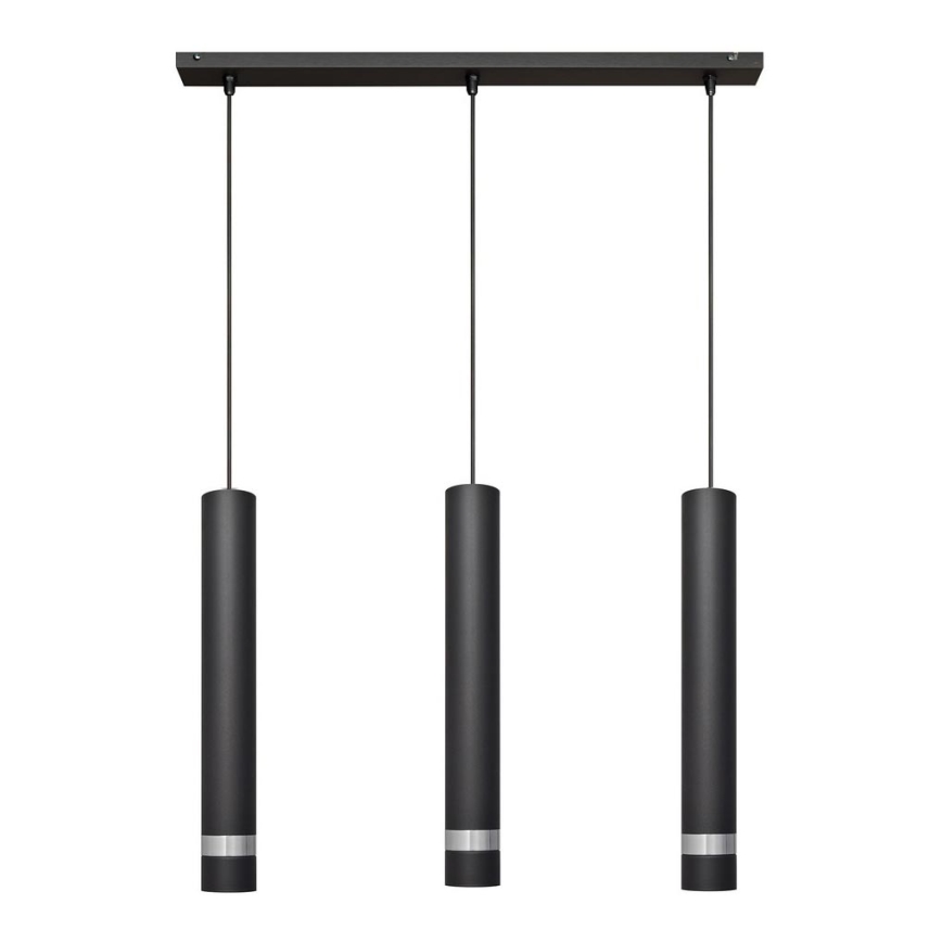 LED-kattokruunu johdossa TUBA 3xGU10/4,8W/230V musta/kiiltävä kromi