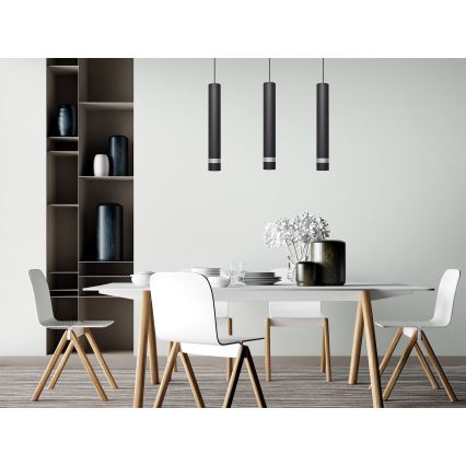 LED-kattokruunu johdossa TUBA 3xGU10/4,8W/230V musta/kiiltävä kromi