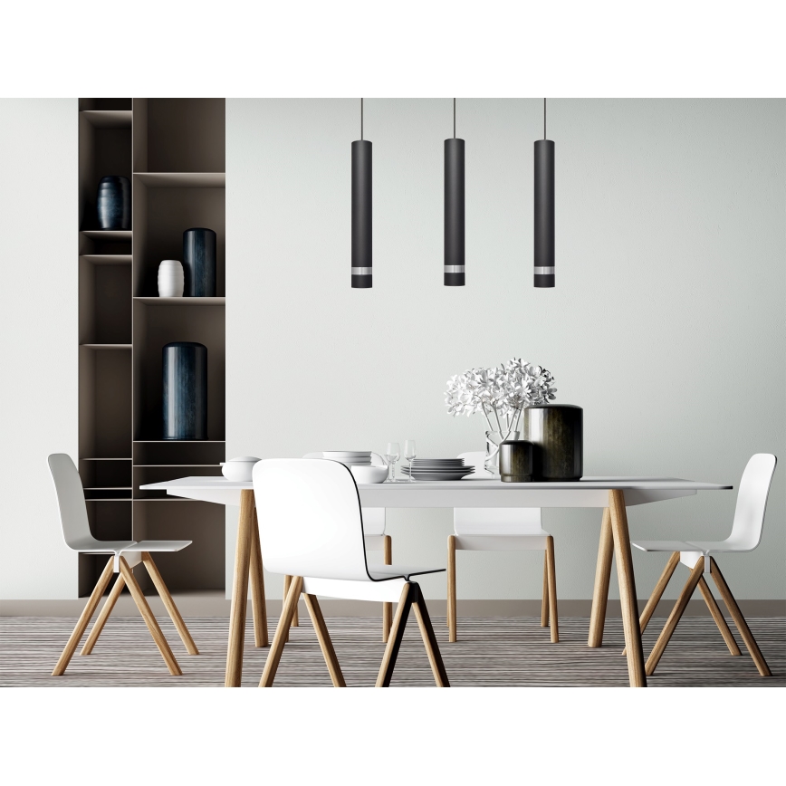 LED-kattokruunu johdossa TUBA 3xGU10/4,8W/230V musta/kiiltävä kromi